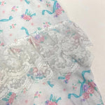 Load image into Gallery viewer, Vtg Babygrow White Pink Floral Ruffle Lace Footie
