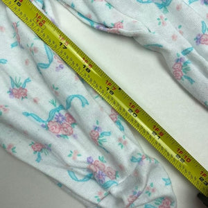 Vtg Babygrow White Pink Floral Ruffle Lace Footie