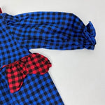 Load image into Gallery viewer, Vintage Bryan Girls Blue Plaid Ruffle Jumpsuit 12
