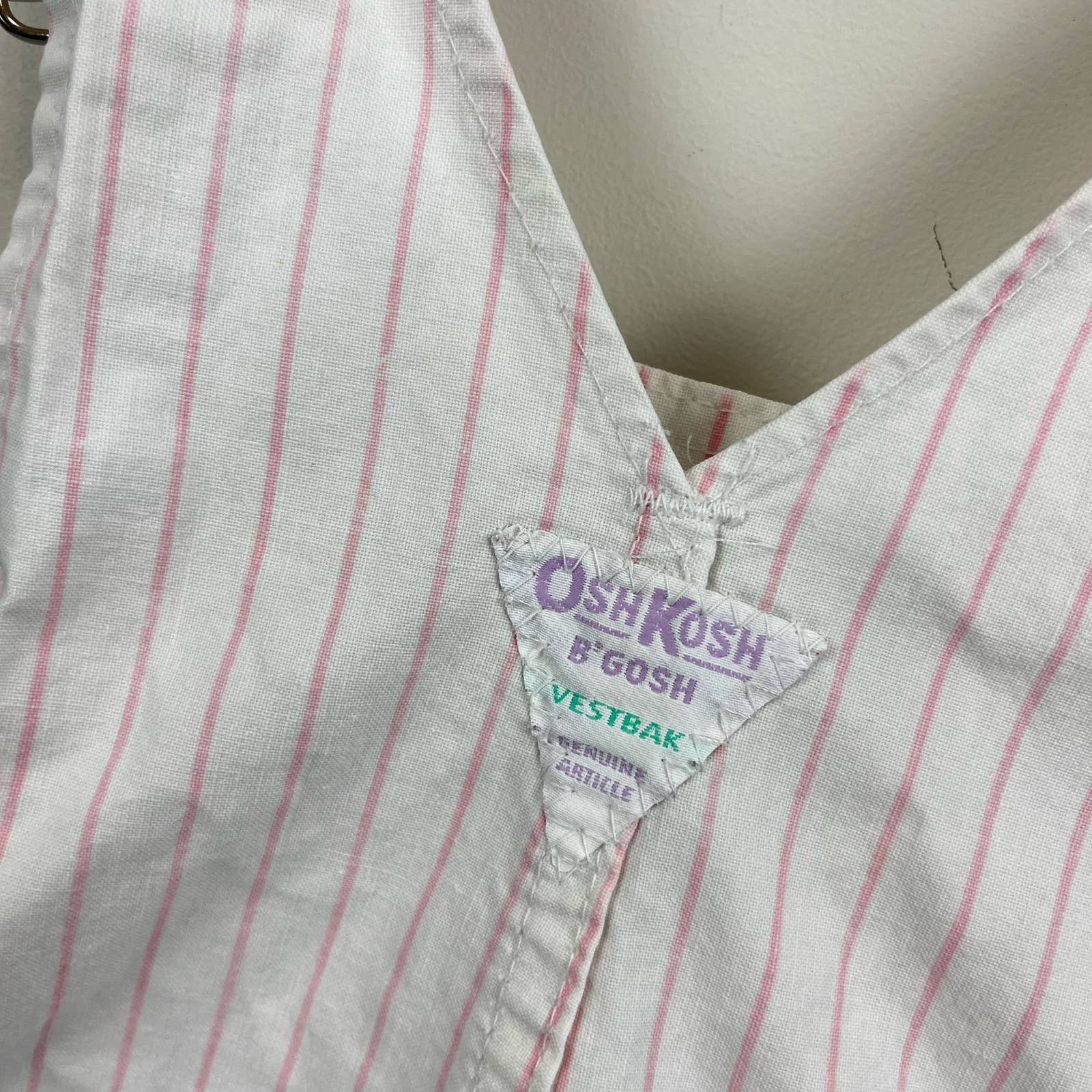 Vintage OshKosh B'gosh Pink Striped Shortalls 7/8 USA