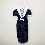 Load image into Gallery viewer, Vintage My Michelle Navy Blue Polka Dot Jumpsuit 6 USA
