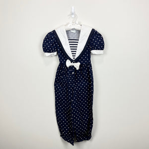 Vintage My Michelle Navy Blue Polka Dot Jumpsuit 6 USA