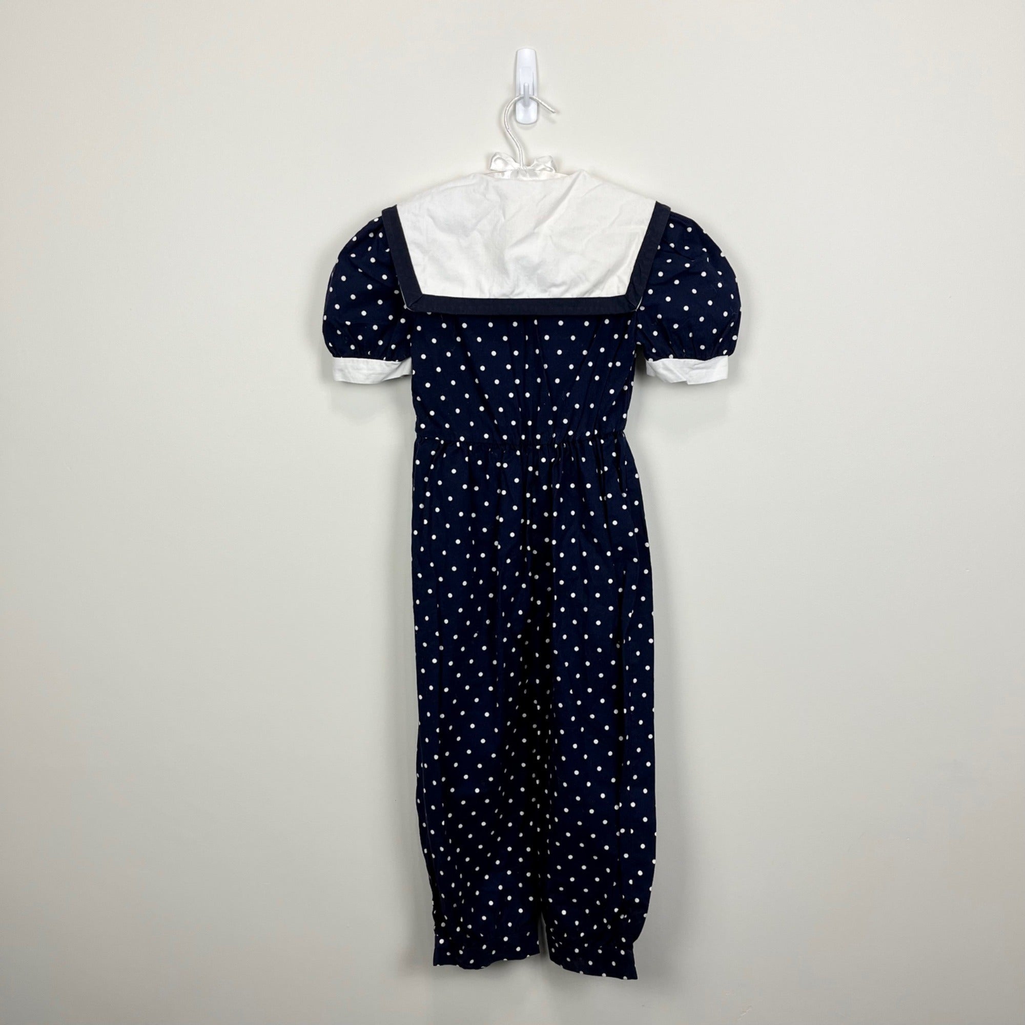 Vintage My Michelle Navy Blue Polka Dot Jumpsuit 6 USA