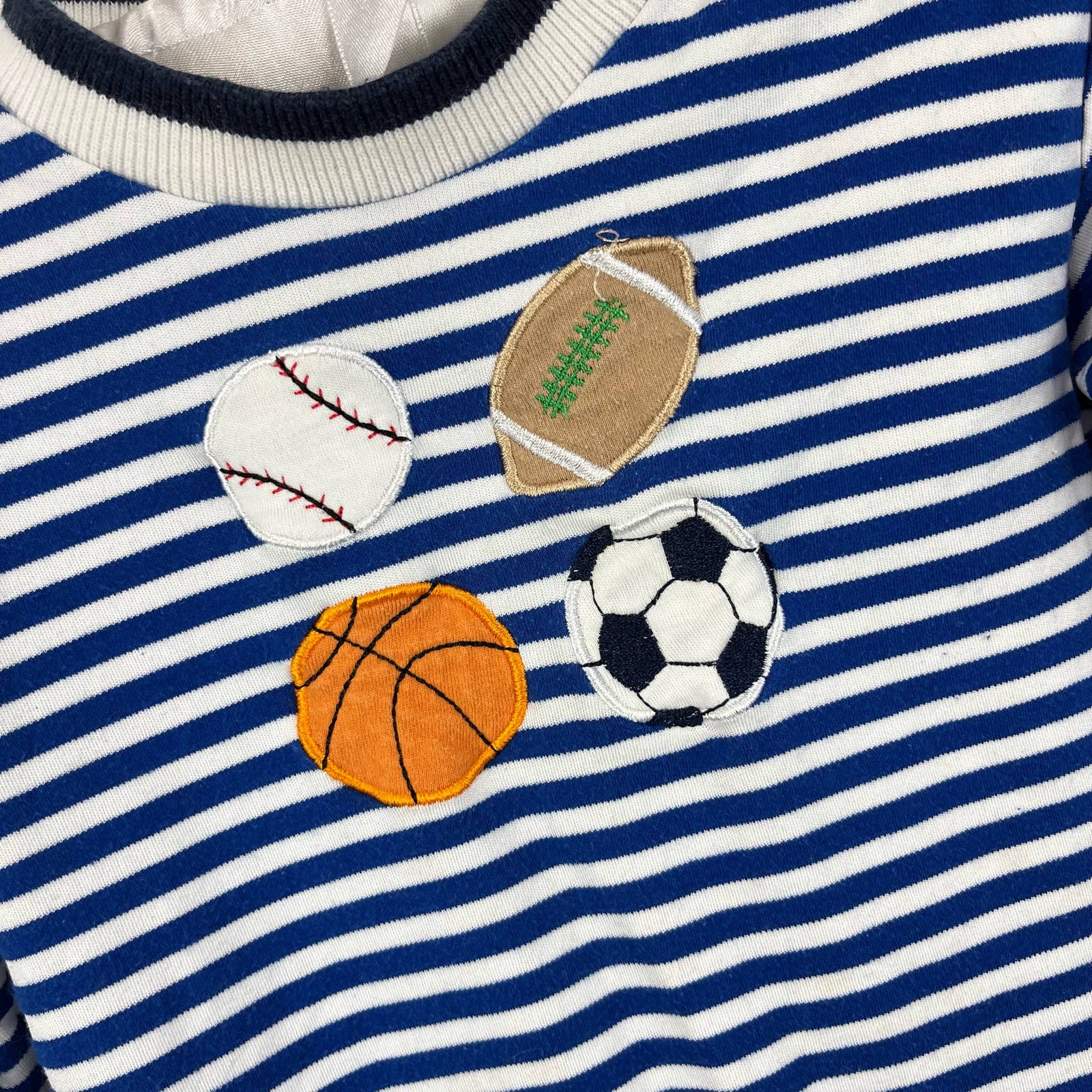 Florence Eiseman Boys Blue Striped Sports Coverall 18 Months