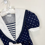 Load image into Gallery viewer, Vintage My Michelle Navy Blue Polka Dot Jumpsuit 6 USA
