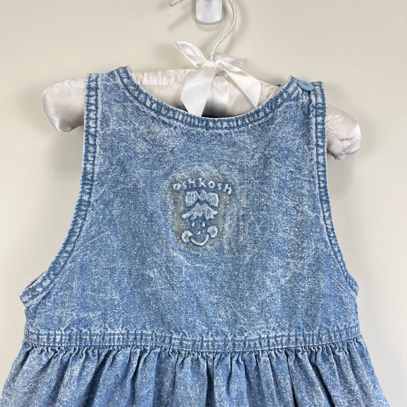 Vintage OshKosh B'gosh Acid Wash Smiley Face Dress 4T USA