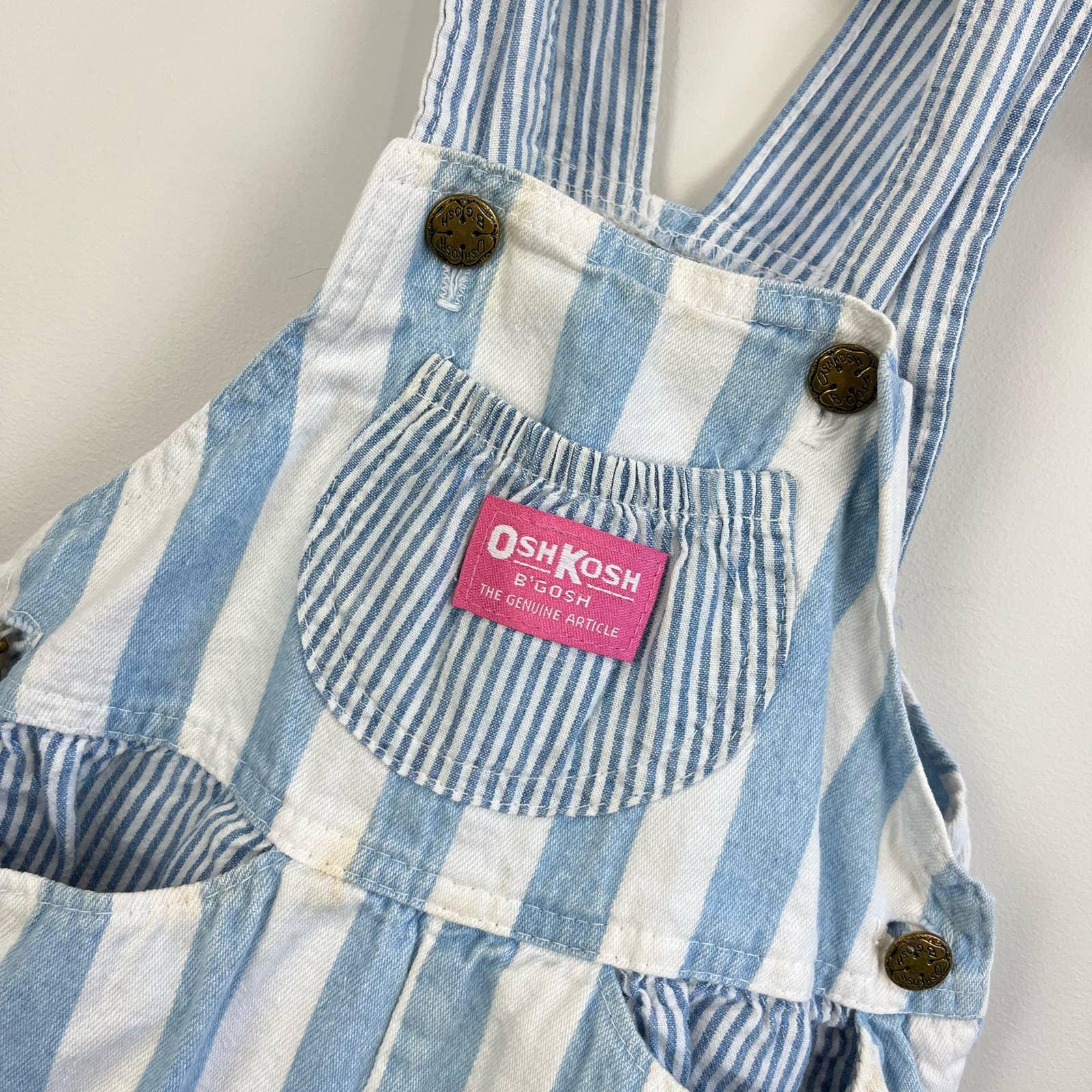 Osh Kosh Vintage 1992 Blue Plaid Suspenders Shortalls Sz 5 Made in USA NEW! NWT top