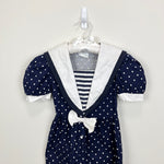 Load image into Gallery viewer, Vintage My Michelle Navy Blue Polka Dot Jumpsuit 6 USA
