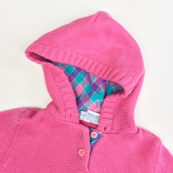 Vintage OshKosh Bright Pink Hooded Sweater 4T