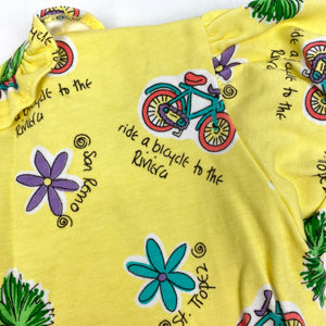 Vintage All Mine Yellow Tropical Bodysuit Romper 6-9 Monthsneed weight