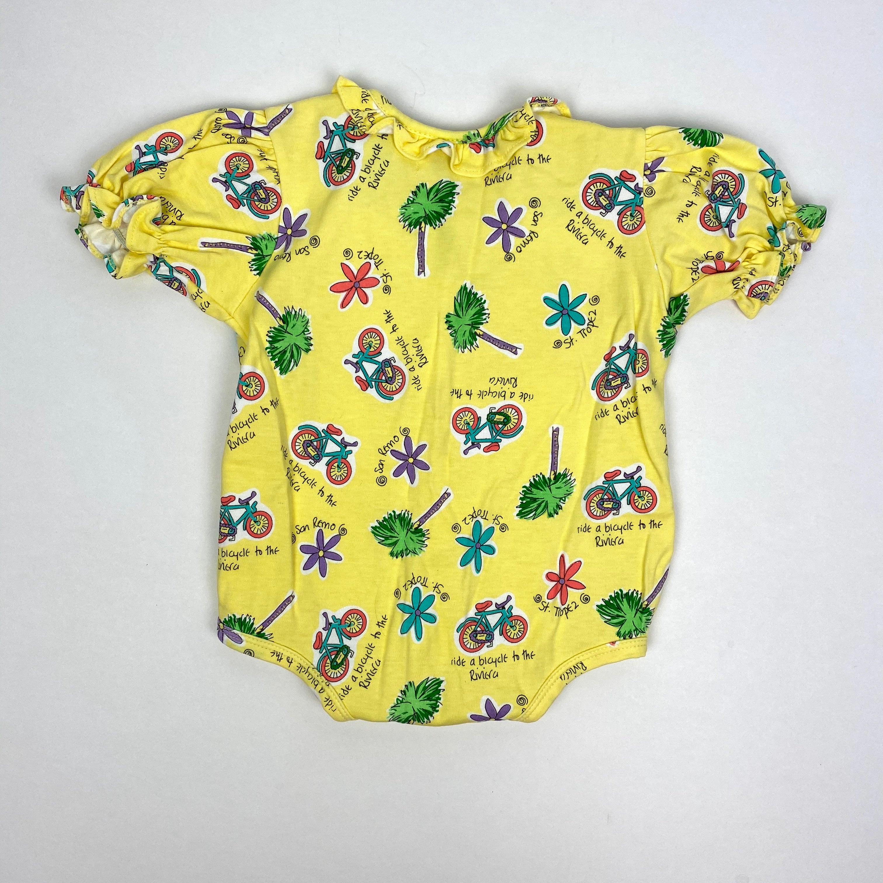 Vintage All Mine Yellow Tropical Bodysuit Romper 6-9 Monthsneed weight