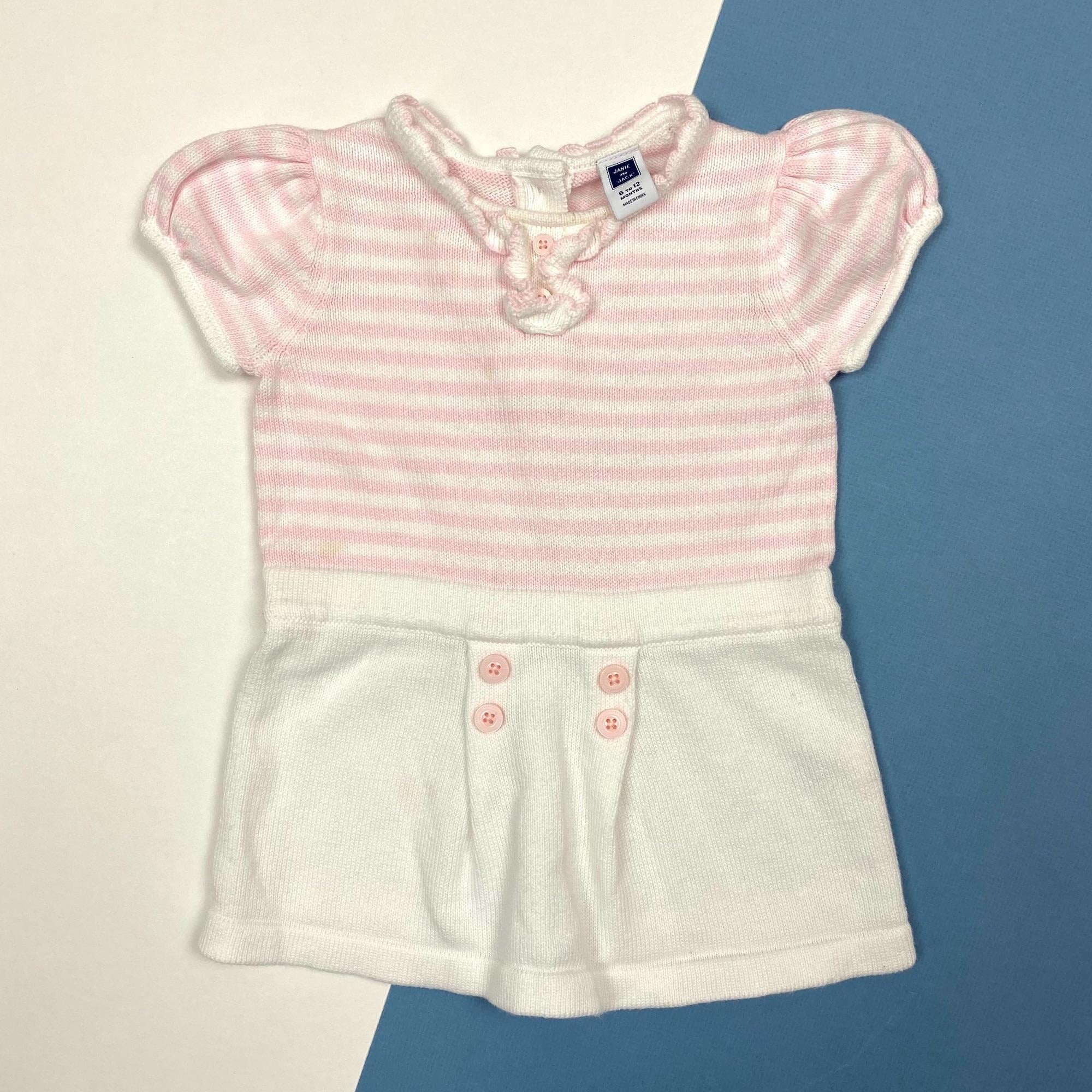 Janie and Jack Pink & White Striped Sweater Dress 6-12 Months