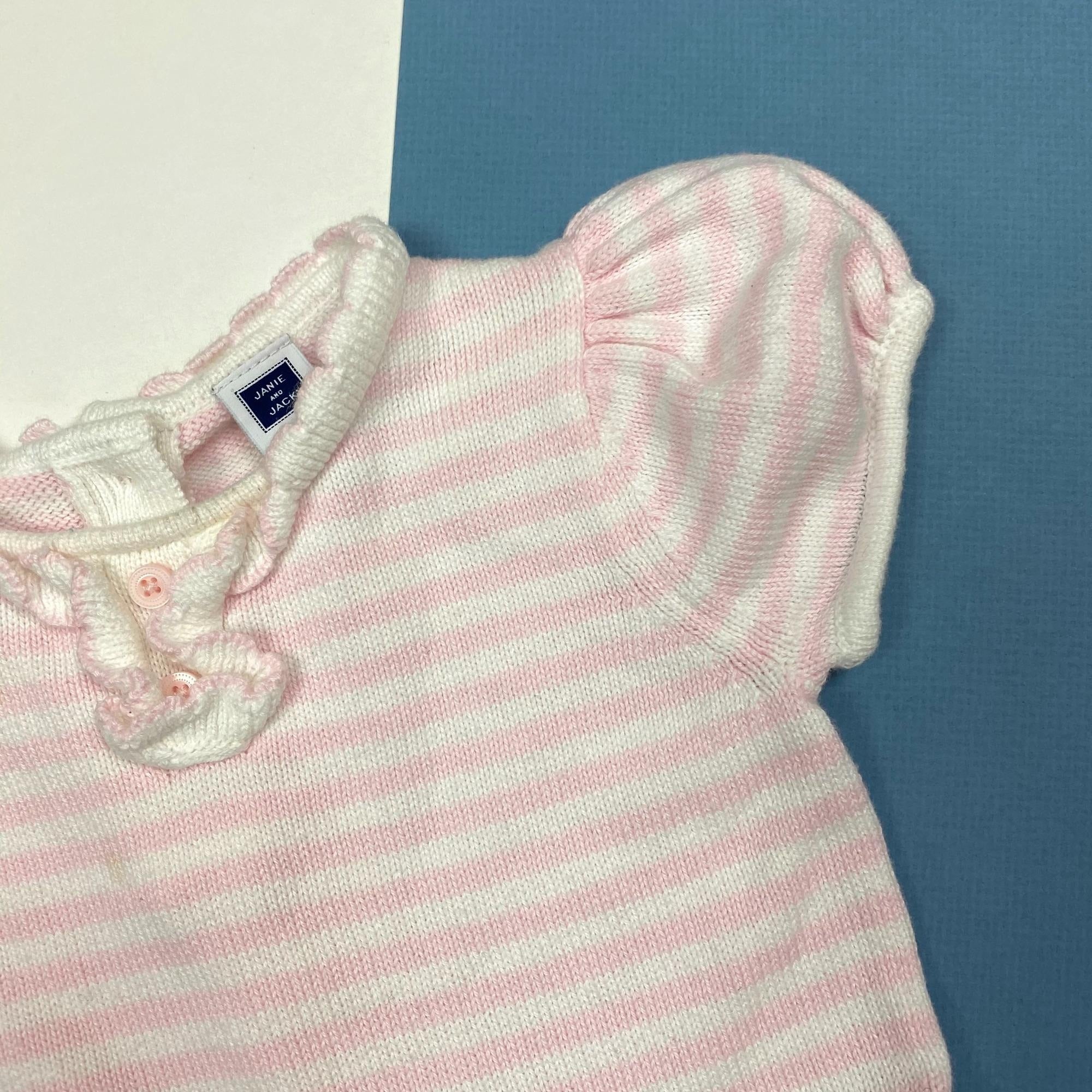 Janie and Jack Pink & White Striped Sweater Dress 6-12 Months