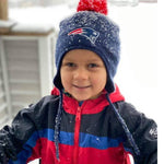 Load image into Gallery viewer, New England Patriots Football Navy Blue Pom Hat Toddler
